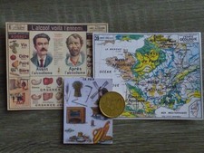 Lot de 3 cartes / tableaux anciens miniatures au 1/12 ème pour école miniature