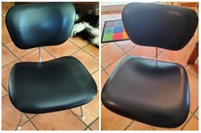 Fauteuil Chaise Lounge tissu cuir Noir, PLYWOOD LCM Vitra, Charles et Ray Eames