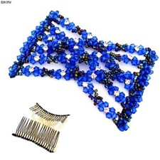 Peigne brésilien croisé extensible Coquillages Perles Bois Accessoire cheveux 