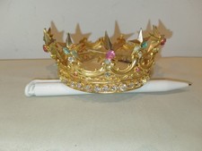ANCIENNE COURONNE RELIGIEUSE/STATUE/LA VIERGE/LAITON/CROWN/STRASS/DIADEME/H.5