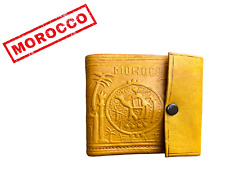Portefeuille marocain artisanal en cuir fait à la main, porte-monnaie carré