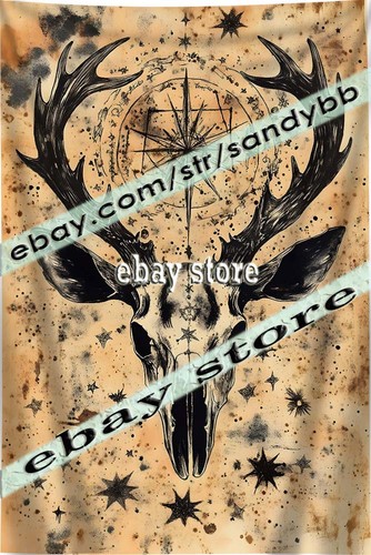 Stag skull tapestry - tapestry, mystic