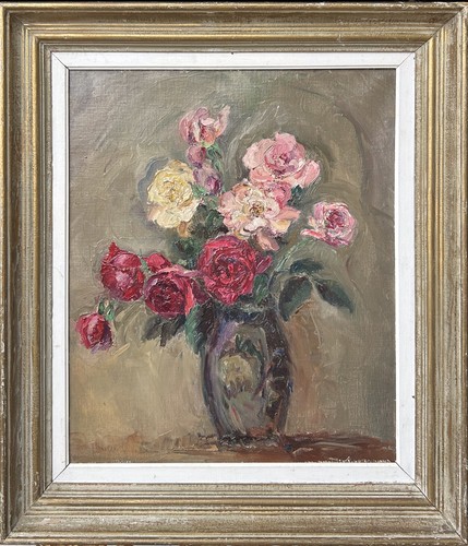 Antique oil painting bouquet - oil,