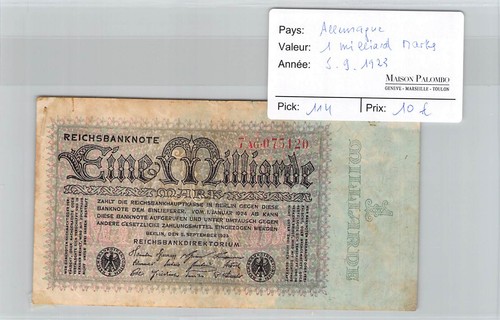 Billet allemagne 1 milliard - -,