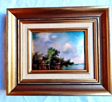 Tableau Emaux de Limoges signé L. Dadat " Bord de Lac "