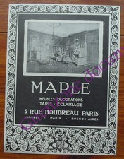 Publicité MAGASIN MAPLE DECORATION MEUBLES TAPIS ECLAIRAGE   1927 advert