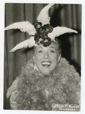 PHOTO Bouquin à Toulouse, Cabaret chapeau fleurs plume une artiste autographe