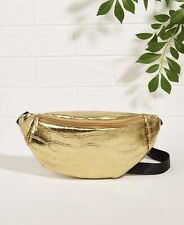 Sac Banane Doré Or Noir Similicuir Femme Crocodile Ceinture Sacoche Zippé Neuf