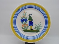 ANCIENNE ASSIETTE FAIENCE HENRIOT QUIMPER DECOR AU BRETON DIAM 25CM TER16
