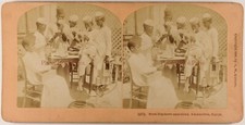 EGYPTE Alexandrie Cireurs de chaussures Joueurs de cartes Photo Stereo 1898