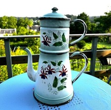 Antique French Enamelware Coffee Pot