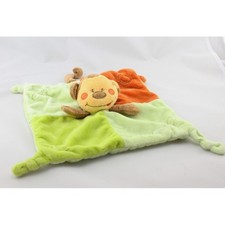 Doudou plat singe marron vert