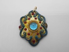 SUPERBE PENDENTIF DE FORME ABSTRAITE ÉMAUX DE LIMOGES SIGNÉE H.L.T.