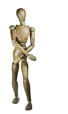 Ancien grand mannequin de peintre  atelier 1950 bois patiné 89 cm articulé