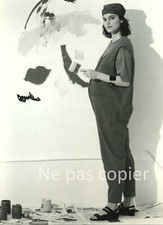 Mode " BALLOON" femme enceinte 1986 photo 18 x 13 cm dessin peinture