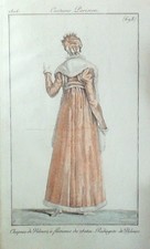 Gravure Costume Parisien 1806 an 14 # 698b (eau forte) Redingote de velours