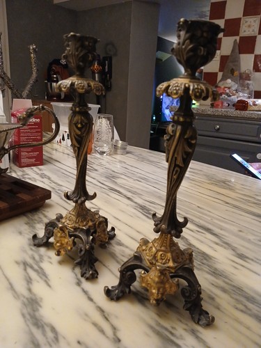 Bougeoirs double patine en - double,
