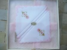 3 mouchoirs vintage en coton brodé TISSGAR  dans leurs boite