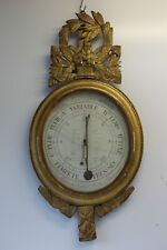 Baromètre ovale Epoque XIX eme en bois doré décor de panier fleuri  FOULON Paris