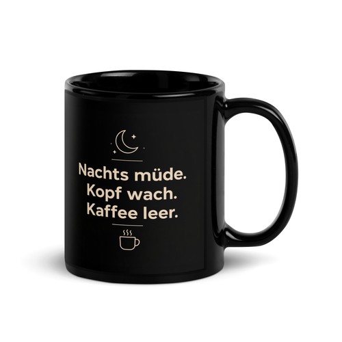 Nachtschicht tasse schwarz - tasse,