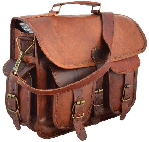 Sac messager cuir marron - en,