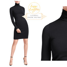 Robe Aurora Par Wolford L Noir Roll Col Doux Élégance Manches Longues