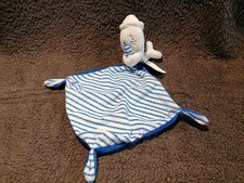 doudou mouchoir phoque bleu et blanc Mots d'enfants  Etat neuf