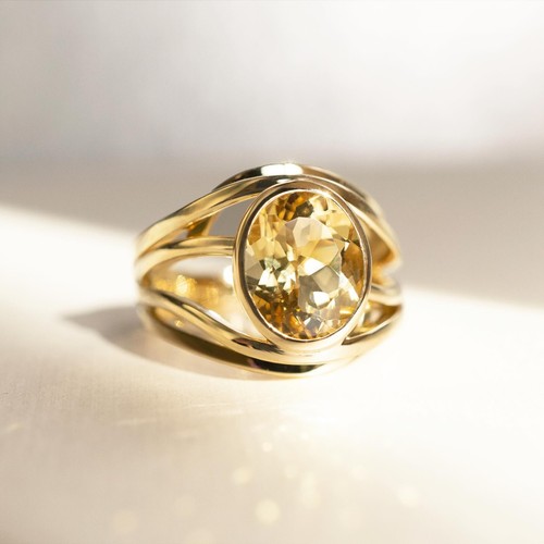 Bague citrine jaune - , argent