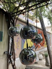 Suspension 4 globe en métal chromée années 70/80 réglage en hauteur TB état