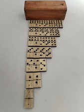 Jeu Dominos Ancien Double 6 Six Riveté Os Ébène 3 Rivets Jeux Anciens Domino