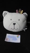 doudou peluche coussin ours Timouki blanc gris indien SAUTHON