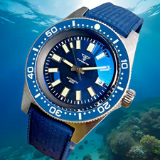 Montre Homme Plongée 300m Automatique Seiko NH35A Tandorio 41mm Cadran Bleu