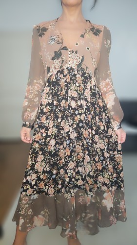 Zara robe maxi fleurie noir - s,