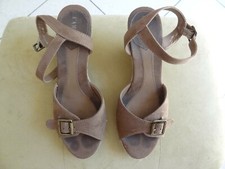 Chaussures marron, nu-pieds, talon compensé 38 - Camaïeu