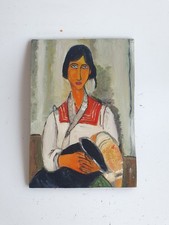 Tableau original Portrait féminin peinture acrylique Style moderne hommage Modig