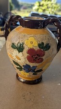 -VASE CERAMIQUE JEROME MASSIER VALLAURIS VINTAGE décor de Fleurs colorées   D