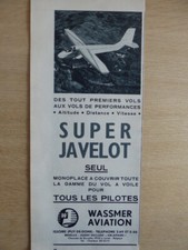1963-1964 PUB WASSMER AVIATION ISSOIRE PLANEUR SUPER JAVELOT SOARING ORIGINAL AD