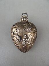 ancien coeur de marie argent vermeil XVIII /XIX reliquaire ange couronne croix