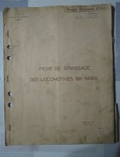 SNCF Projet Régional d'étude Fiche de Graissage des Locomotives BB 69000 - 1964