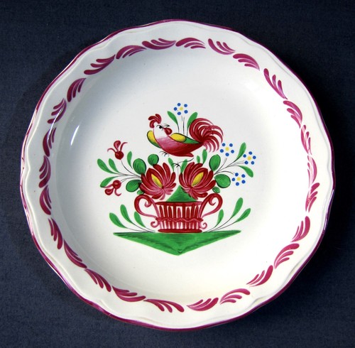 Plat creux décor coq en - plat, au
