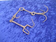 Support a chaudron en fer forgé crémaillère pour marmite cheminée ancien