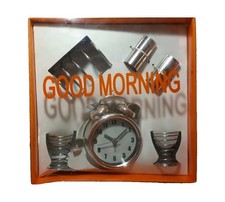 ?️ Set Petit-Déjeuner Chrome + Réveil Rétro – GOOD MORNING – Cadeau Neuf