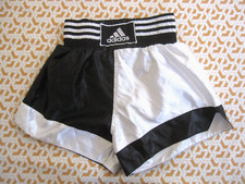 Short Adidas Nylon Boxe noir et blanc Kick boxing Vintage satin - 180 / L
