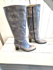Bottes à talons en cuir gris P 37 Valroy