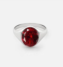 Bague homme rouge grenat en