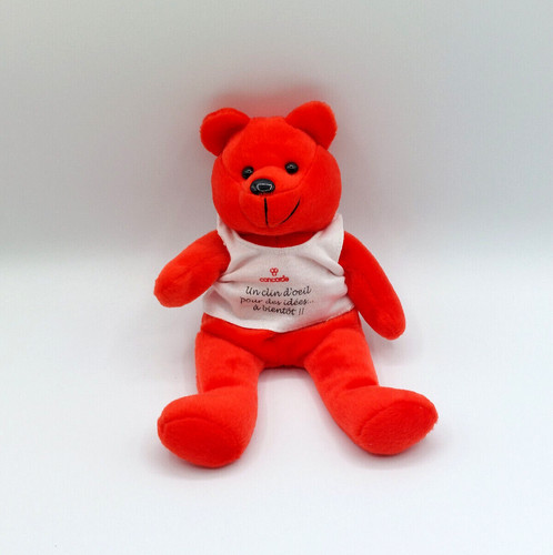 Peluche doudou ours rouge