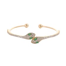 Bracelet Motif Serpent Or Femme Bracelet Ajustable en Or 14K avec Zircon Cubi...