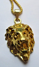 Grand pendentif superbe tête de Lion superbe chaine couleur or bijou 1552