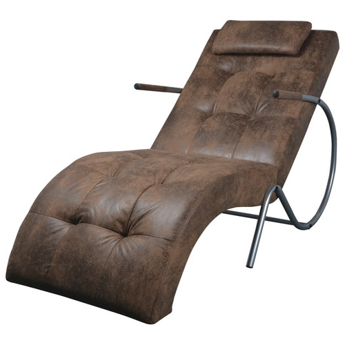Chaise lounge brown - brown, suede