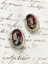 René RESTOUEIX (1924-2007) Limoges Boucles d'oreilles clips en Argent Massif